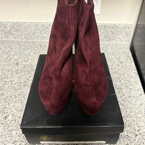 Liliana Burgundy Ankle Booties